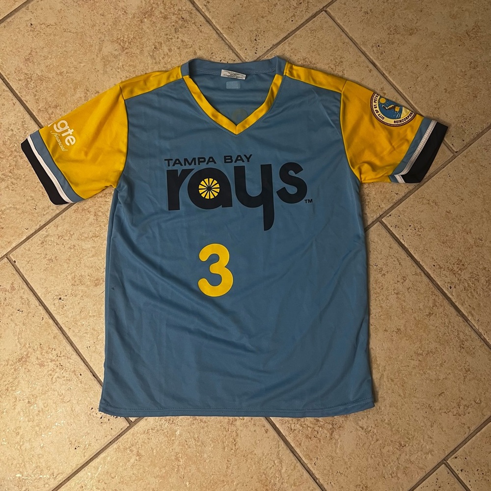 MLB Tampa Bay Rays Blue and Yellow Jersey